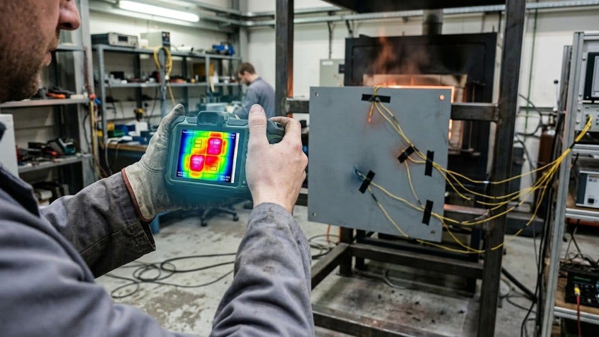 Test panelowy wykładziny z włókna Superwool Prime – termogram zimnej strony